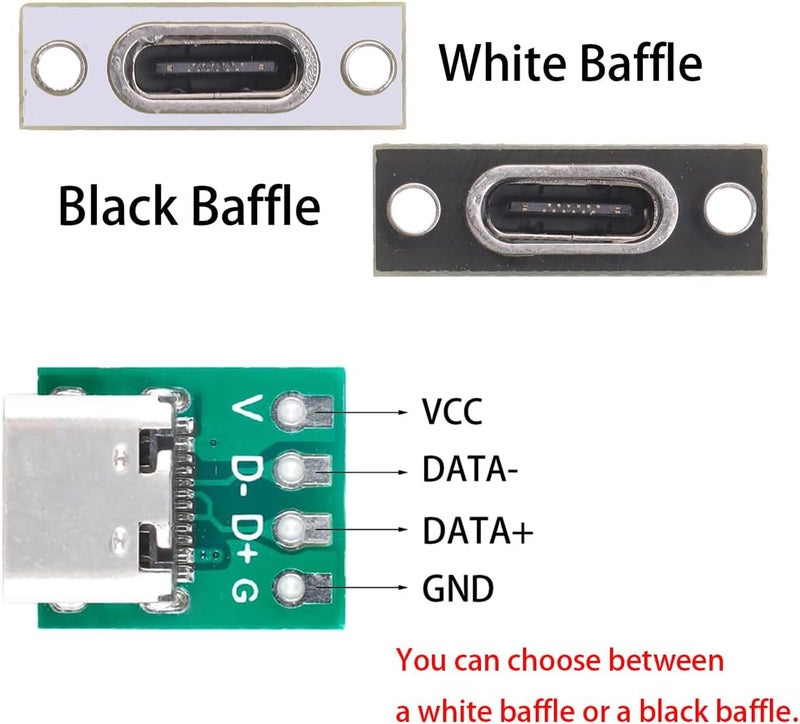 Teansic 10PCS Type C Female Socket Converter Board,USB 3.1 Female Connector with Black Fixing Plate - Image 3